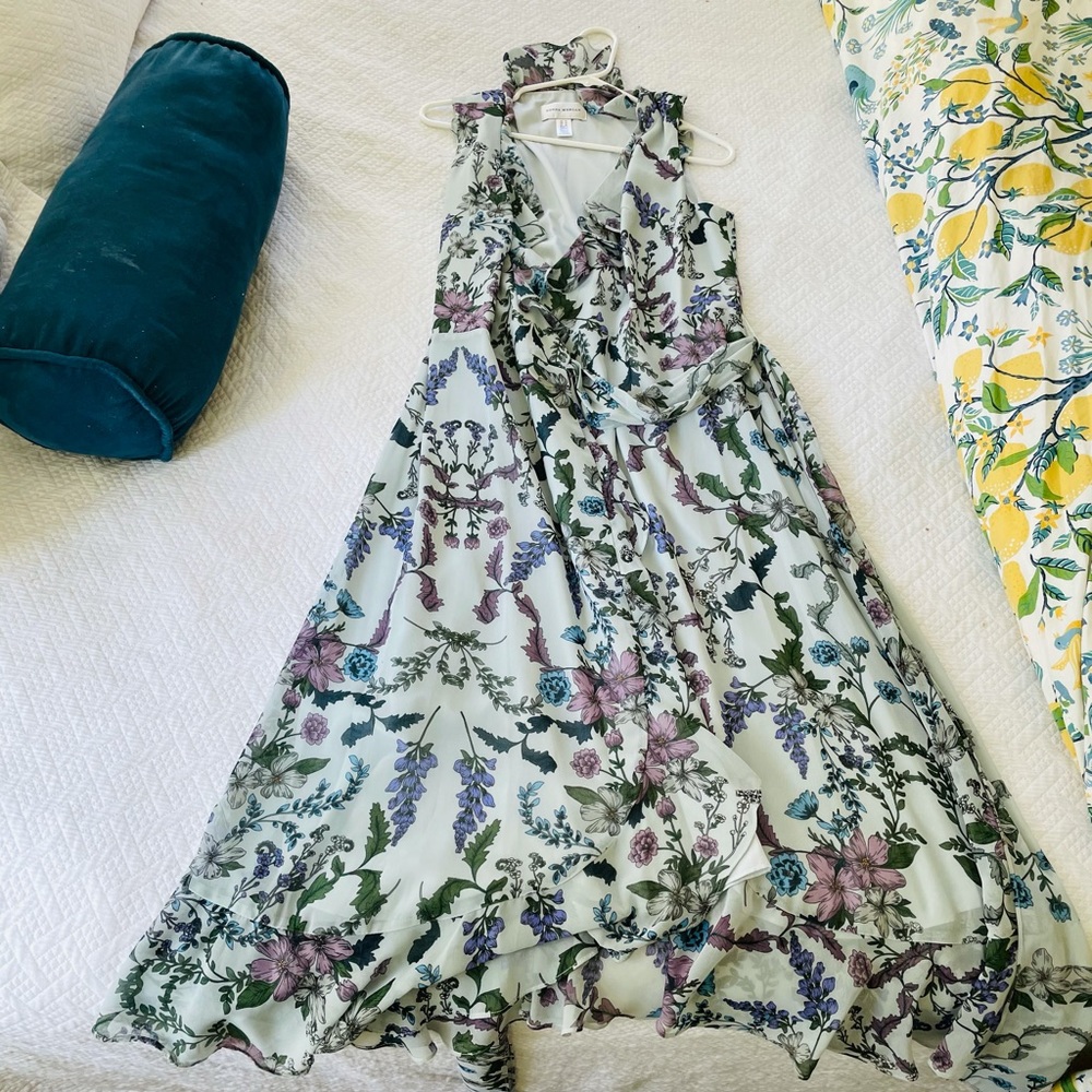 Soft powder blue wrap dress. Wore to wedding once
